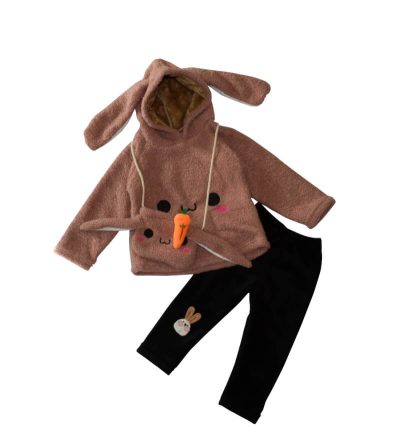 rabbit hood with pant dress set