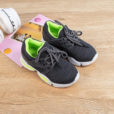 Toddler Boy/Girl Lace Up Casual Mesh Shoes - Grey/Yellow