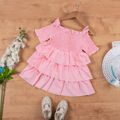 Baby/Toddler Girl Multi-Layer Short-Sleeve Strappy Dress - Pink