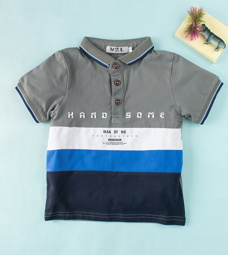 Baby/Toddler Boy Multi-Color Letter Print Polo Collar Tee