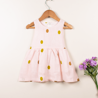 Baby Girl Polka Dot Print Sleeveless Frock - Light Pink