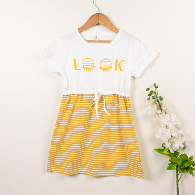 Baby/Toddler Girl LOOK Print Striped Short-Sleeve Dress - Yellow