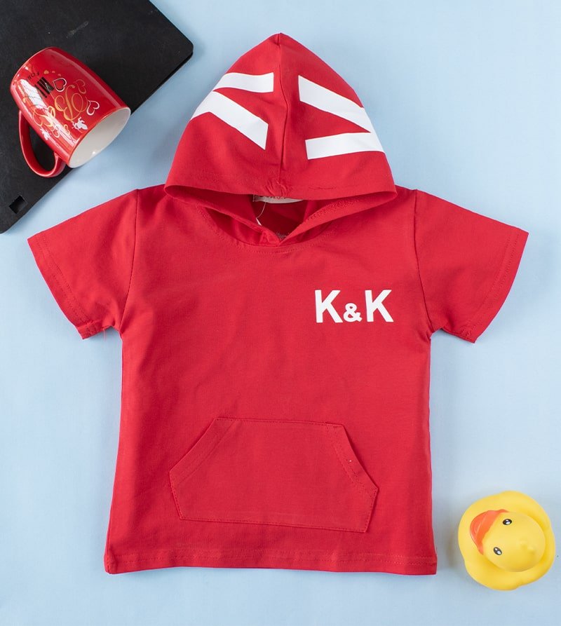 Baby/Toddler Boy K&K Print Hooded T-Shirt - Red