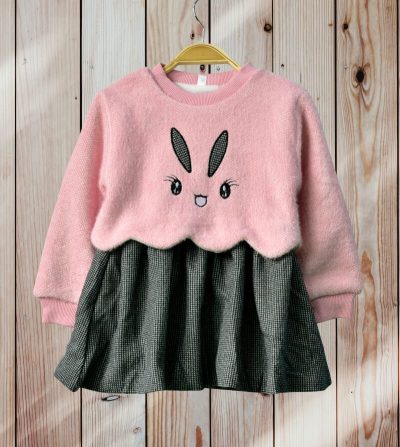 bunny print pink dress
