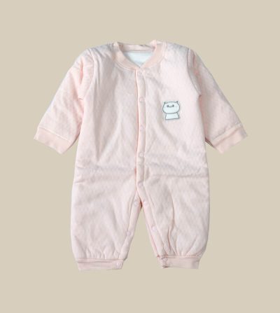 Baby / Toddler Cat Motif Warm Jumpsuit - Light Pink