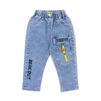 Baby Boy/Girl Front Pocket Design Elasticized Denim Pants - Blue