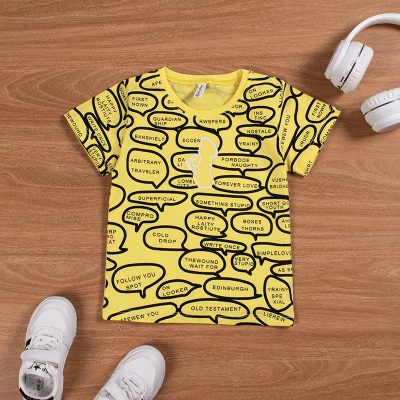 Baby/Toddler Boy Allover Letter Print Short Sleeve Tee - Yellow