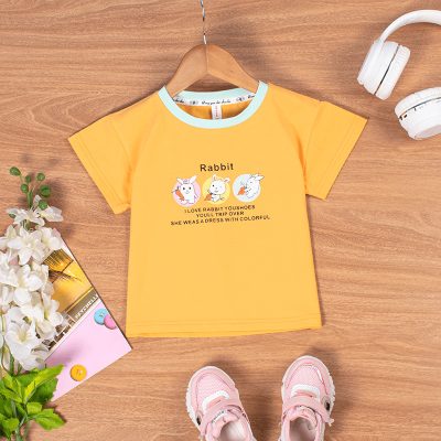Baby/Toddler Girl Rabbit Print Short-Sleeve Tee - Orange