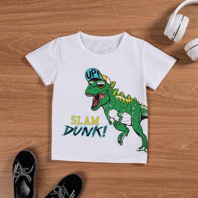 Baby Boy Slam Dunk Dino Print Short-Sleeve Tee - White