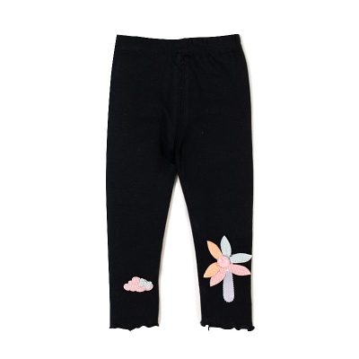 Baby/Toddler Girl Flower Print Ruffled Leggings - Black