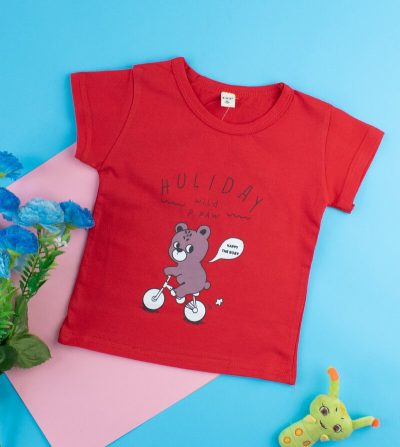 Baby Cute Happy the Boby Bear Print Tee - Red