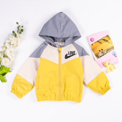 Toddler Boy/Girl Finger Heart Love Print Color-Block Summer Outdoor Windbreaker Jackets - Yellow
