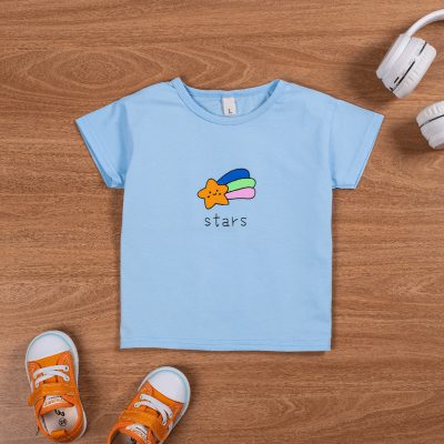 Baby/Toddler Unisex Cute Star Print Short-Sleeve Tee - Blue
