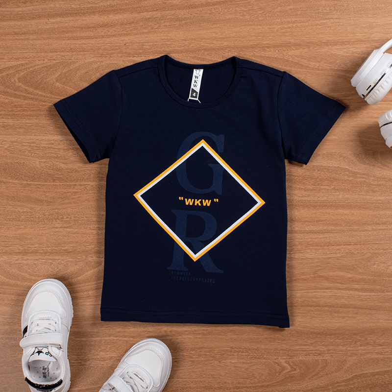 Toddler/Kid Boy Letter Print Short-Sleeve Tee - Dark Blue