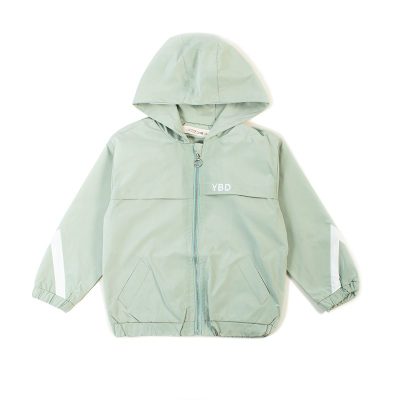 Toddler Boy/Girl YBD Print Solid Hooded Outdoor Summer Windbreaker Jackets - Light Grey
