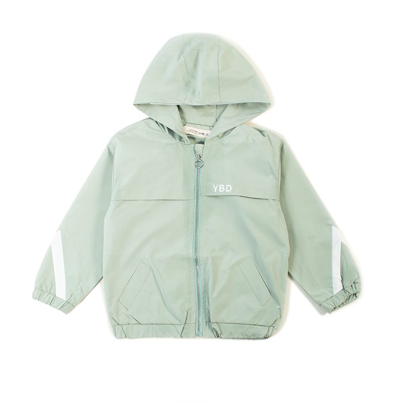 Toddler Boy/Girl YBD Print Solid Hooded Outdoor Summer Windbreaker Jackets - Light Grey