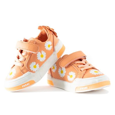 Baby/Toddler Girl Daisy Floral Decor Sneakers - Orange