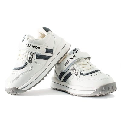 Kid Boy/Girl Striped Print Velcro Closure Sneakers - Beige