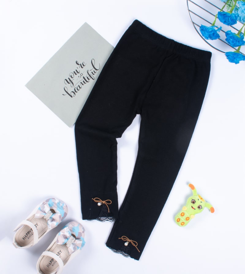 Toddler Girl Full Length Solid Leggings - Black