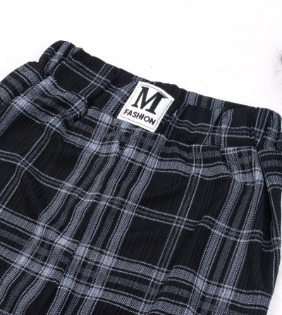 Alternative view of Toddler Girl Elastic Waist Relaxed Plaid Pants - Black
