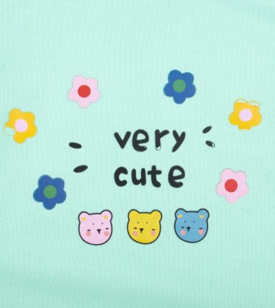 Toddler Girl Very Cute Print Solid Pullover Sweatshirt - Light Green - Image 3