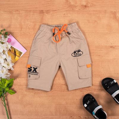 Baby/Toddler Boy Pocket Design Letter Print Shorts - Beige