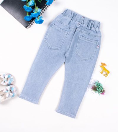 Toddler/Kid Girl Solid Mickey Print Jeans Pant - Blue - Image 3