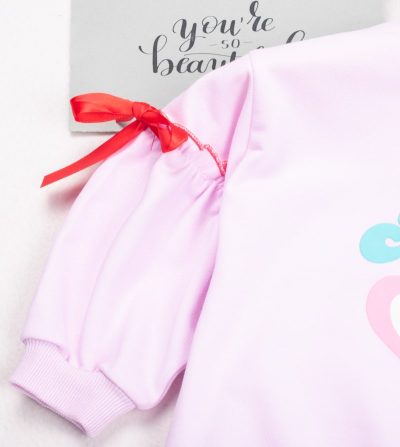 Alternative view of Toddler Girl Heart and Love Embroidered Solid Pullover Sweatshirt - Light Pink