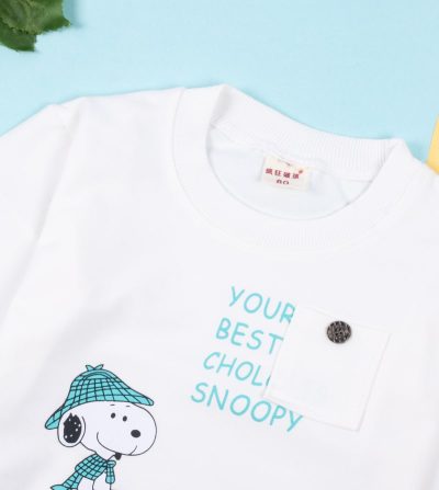 Alternative view of Baby/Toddler Snoopy Dog Print Cool Pullover Sweatshirt For Summer - White