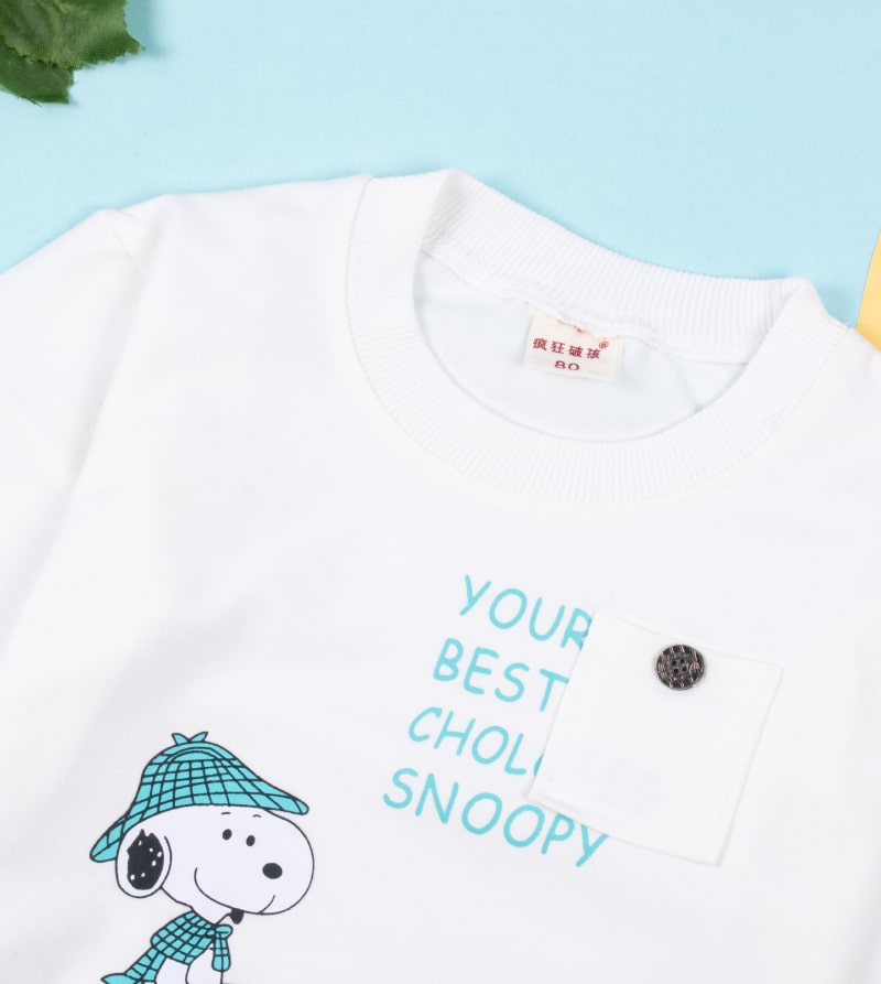 Alternative view of Baby/Toddler Snoopy Dog Print Cool Pullover Sweatshirt For Summer - White
