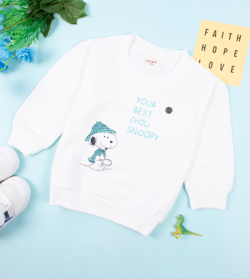 Baby/Toddler Snoopy Dog Print Cool Pullover Sweatshirt For Summer - White