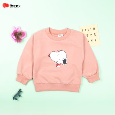 Baby/Toddler Cute Dog Print Long-Sleeve Pullover Sweatshirt For Summer - Apricot