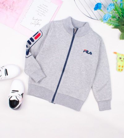 Toddler Boy Cotton Sweatshirt With Front Zipper - Grey