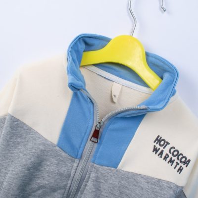 Alternative view of Baby/Toddler Hot Cocoa Warmth Print Front Zipper Sweatshirt For Summer - Blue/Grey