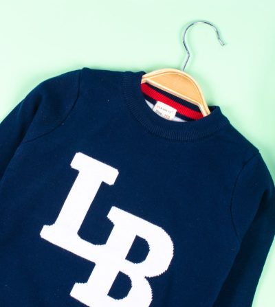 Alternative view of Toddler Boy LB Print Solid Warm Pullover Sweater - Navy Blue