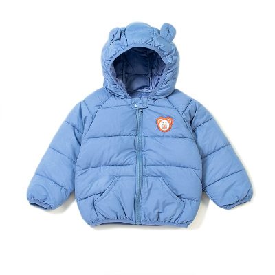 Baby Boy/Girl Teddy Bear Print Lightweight Down Padding Jackets - Blue