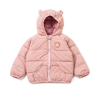 Baby Girl Teddy Bear Print Lightweight Down Padding Jackets - Pink