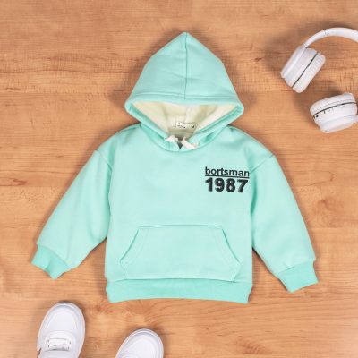 Baby Boy/Girl Letter Print Fleece Pullover Hoodie - Light Green
