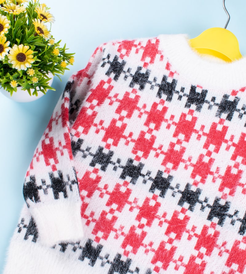 Alternative view of Baby/Toddler Checkered Plaid Fluffy Knit Sweater - Multicolor