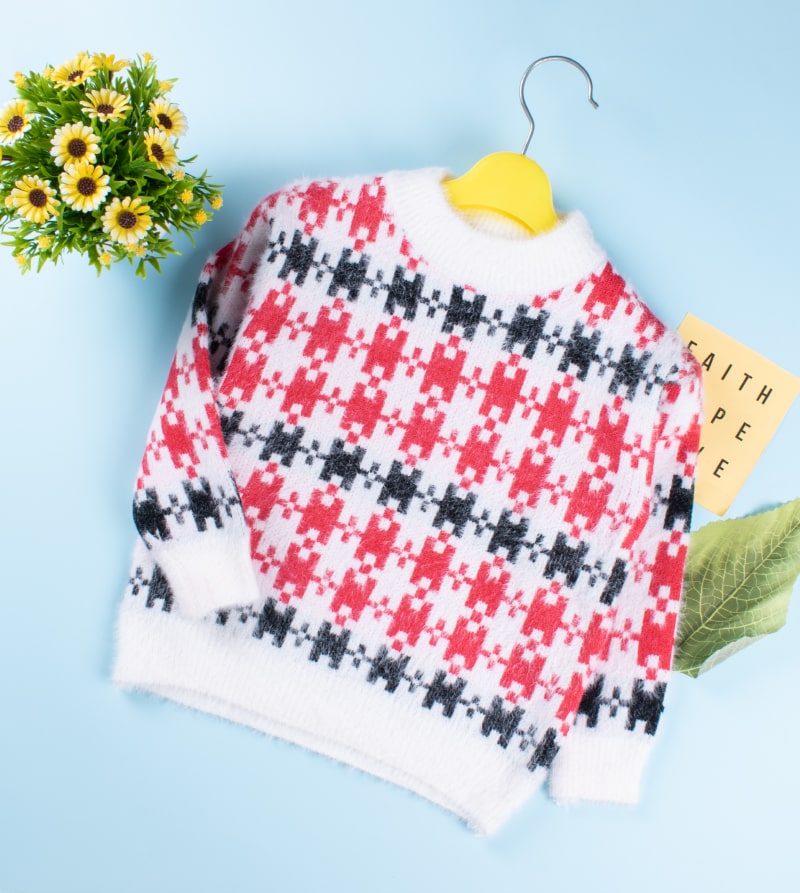 Baby/Toddler Checkered Plaid Fluffy Knit Sweater - Multicolor