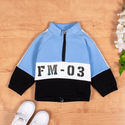 Baby/Toddler Boy Mock Neck Zipper Fleece Sweatshirt - Sky Blue