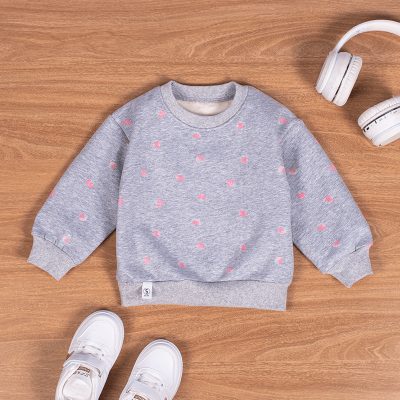 Baby/Toddler Girl All-Over Strawberry Print Warm Pullover Sweatshirt - Grey