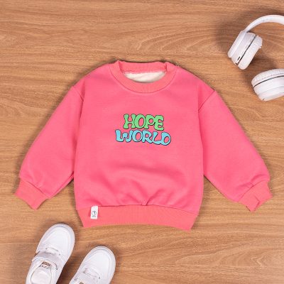 Baby/Toddler Girl Letter Print Fleece Pullover Sweatshirt - Pink