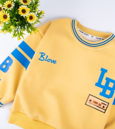 Alternative view of Toddler Boy Letter Print Casual Fleece Pullover Sweatshirt - Yellow