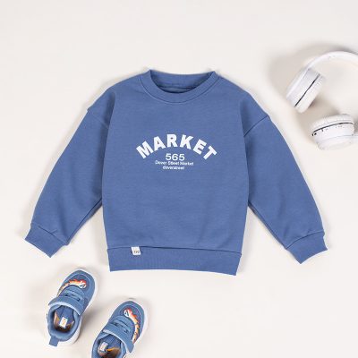 Baby/Toddler Boy Letter Print Fleece Sweatshirt For Winter - Blue