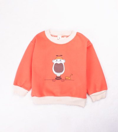 Baby/Toddler Cartoon Print Full Sleeve Pullover Sweatshirt - Pink Orange