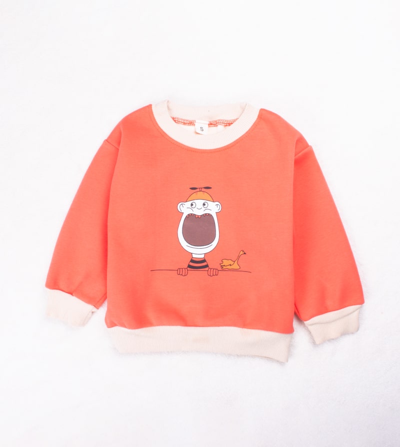 Baby/Toddler Cartoon Print Full Sleeve Pullover Sweatshirt - Pink Orange