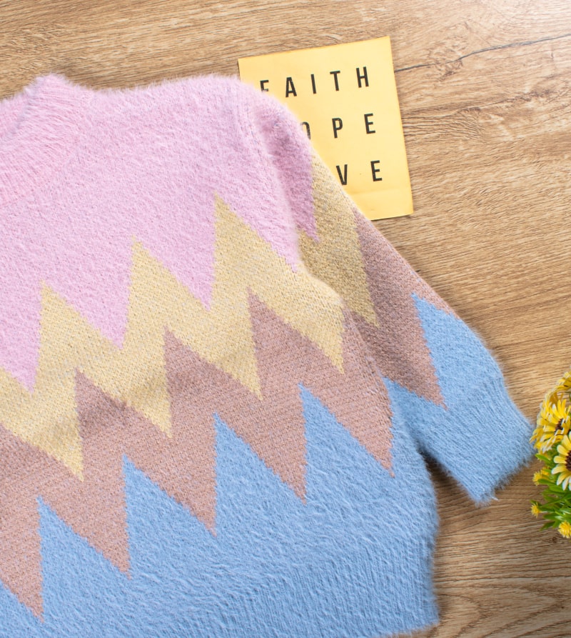 Alternative view of Baby/Toddler Geo Pattern Colorblock Knit Sweater - Multicolor