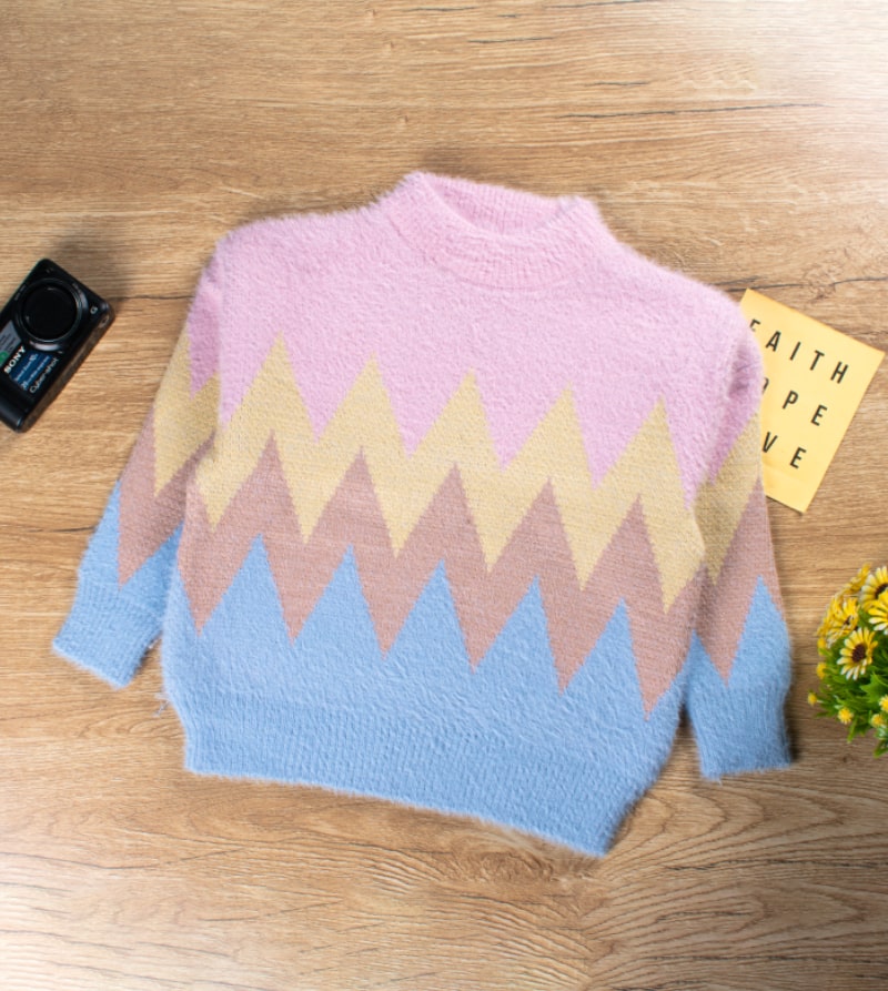 Baby/Toddler Geo Pattern Colorblock Knit Sweater - Multicolor