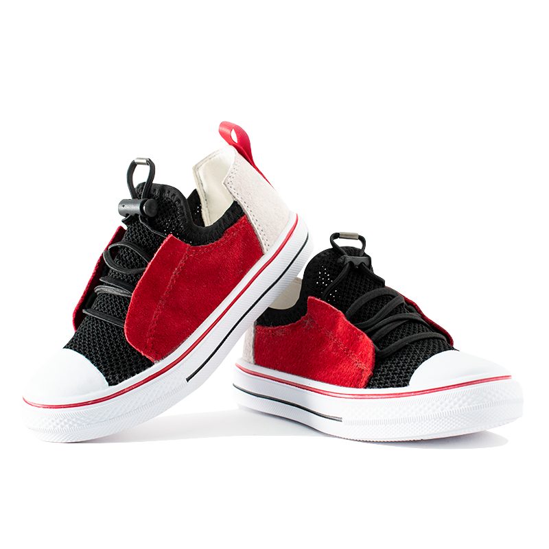 Kid Boy/Girl Slip On Mesh Converse Shoes - Black/Red